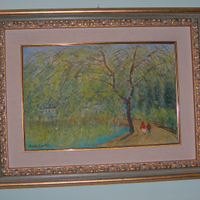 Michele Cascella - Viale in fiore (Olio su tela)