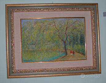 Michele Cascella - Viale in fiore (Olio su tela)