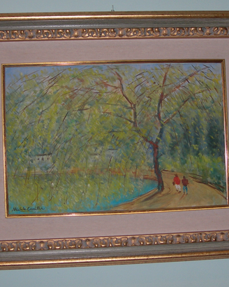 Michele Cascella - Viale in fiore (Olio su tela)