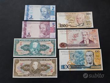Collezione 7 banconote del Brasile 