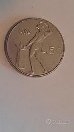 Moneta Repubblica Italiana  Lire 50 Piccola 1992