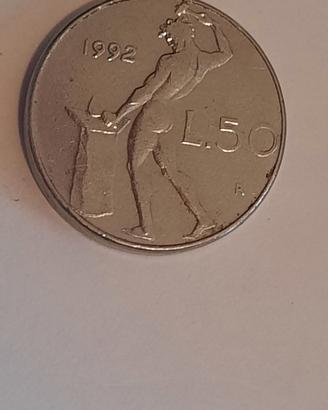 Moneta Repubblica Italiana  Lire 50 Piccola 1992