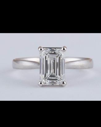 Anello- 14 carati Oro bianco. Diamante laboratorio