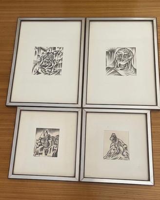Lotto 4 disegni Raffaele Cattolica con titolo