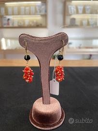 Orecchini pendenti Argento 925, Corallo Rosso e Ag
