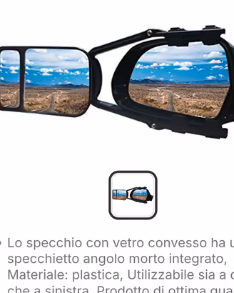 2 specchietti auto per traino roulotte