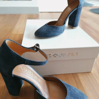 Scarpe alte con cinturino, blu scamosciato, numero