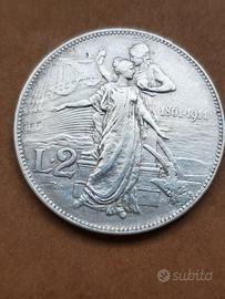 2 LIRE 1911 ARGENTO CINQUANTENARIO 
