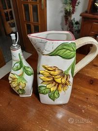 set oliera e brocca  ceramica artigianale Vintage 