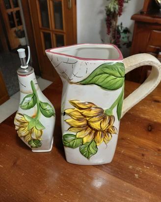set oliera e brocca  ceramica artigianale Vintage 
