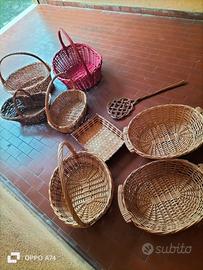 N.8. cesti in vimini più batti tappeto 
