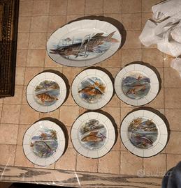Servizio vintage da pesce completo 6 piatti