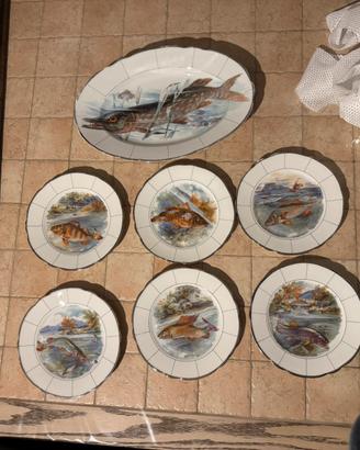 Servizio vintage da pesce completo 6 piatti