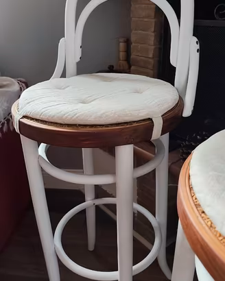 Coppia Sgabelli Alti Stile Thonet Shabby Chic
