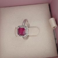 ANELLO ARGENTO RUBINO E ZIRCONI REGOLABILE MABINA