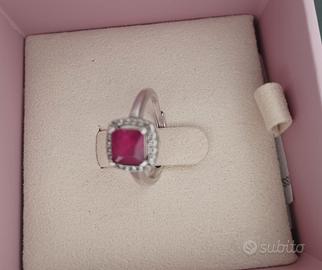 ANELLO ARGENTO RUBINO E ZIRCONI REGOLABILE MABINA