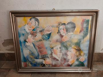 Quadro dipinto "I musicisti" C. Ribolini