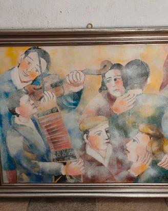 Quadro dipinto "I musicisti" C. Ribolini