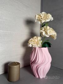 Vaso Design 3D "Wave" Rosa Pastello - Collezione N