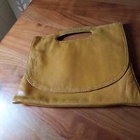 Borsa pochette pelle senape vintage anni 70 