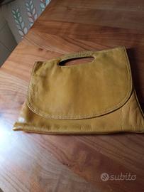 Borsa pochette pelle senape vintage anni 70 