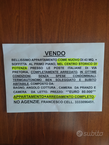 Appartamento vendita centro storico Potenza