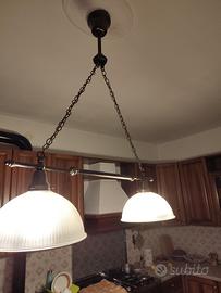 lampadario vetro e metallo 