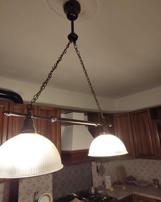 lampadario vetro e metallo 