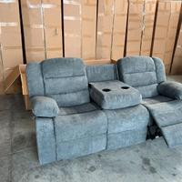Divano Relax reclinabile 3+2 in Tessuto Grigio/Ner