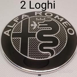 2 pezzi 74 mm Logo Alfa Romeo Nero Argento Scudo.