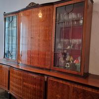 Credenza in massello di mogano + tavolo ovale  + 6