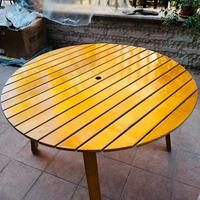 Tavolo tondo pieghevole in legno + 4 sedie
