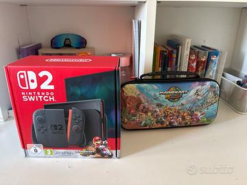 Nintendo switch 2+vetrino+cover+garanzia+custodia