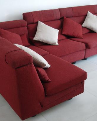 Divano INSA cotone rosso x 6 +3 alzatesta  m 3,60