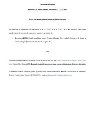 Quota 2/108 unità immobiliare Cagliari