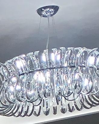 Lampadario cristalli e acciaio