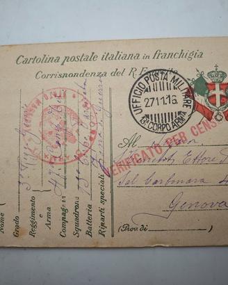 Cartolina Posta Militare 1916 WW1 Timbro Censura