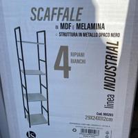 Scaffale a 4 ripiani in rovere sbiancato