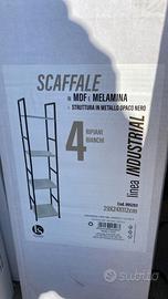 Scaffale a 4 ripiani in rovere sbiancato