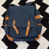 Zaino stile vintage compatto blu e arancione