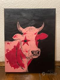 Mucca pop art dipinta a mano