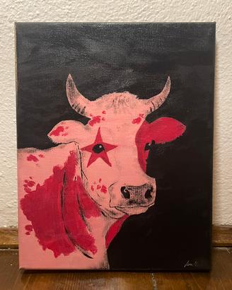 Mucca pop art dipinta a mano