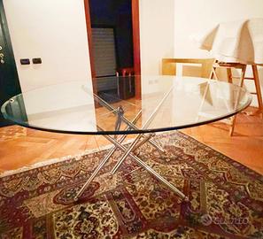 Tavolo Rotondo in cristallo e acciaio 