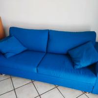 Divano blu in tessuto, 3 posti, dimensioni 220x95