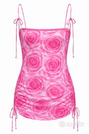 Vestito mini Tezenis rosa con rose