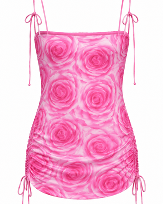 Vestito mini Tezenis rosa con rose