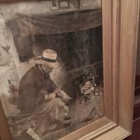 "Il ciabattino". Quadro ad olio di John W. King.