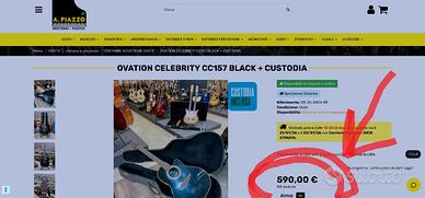 Ovation CS 157 *Abete MASSELLO*action bassa*amplif