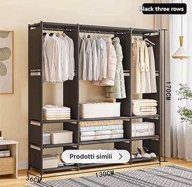 Armadio componibile aperto appendiabiti in metallo