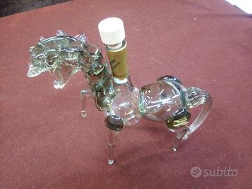 BOTTIGLIA PER LIQUORI VETRO MURANO CAVALLO VINTAG